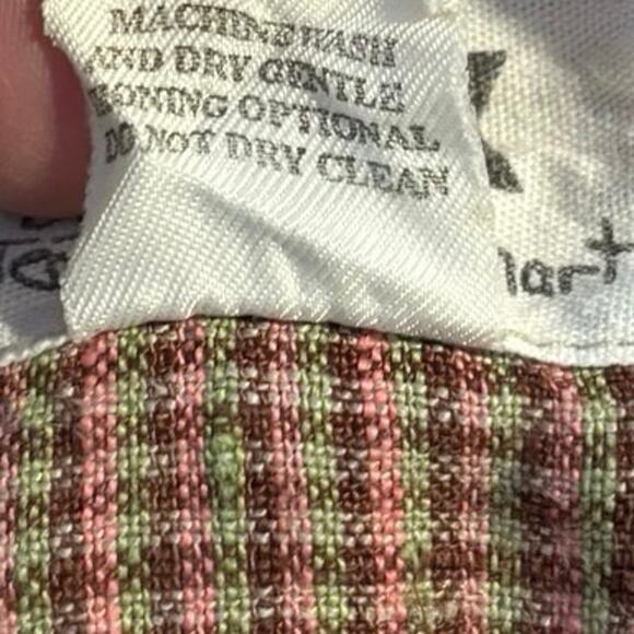 Flax Size L Oversized Boxy Fit Linen Gingham Plaid Jacket Button Front Pockets - Picture 5 of 5